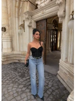 Siyah İçi Destekli Straplez Korse