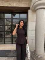 Kahve Sıfır Kol Belden Oturtmalı Takım