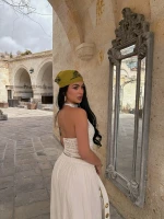 Beyaz Bohem İçi Astarlı Dantel Crop