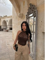 Kahve Bohem İçi Astarlı Dantel Crop