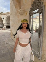 Beyaz Kol ve Yaka Güpürlü Crop