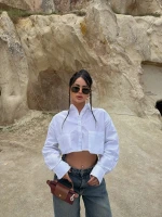 Beyaz Çift Cepli Poplin Gömlek