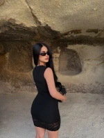 Siyah Eteği Dantelli Basic Elbise