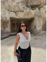 Beyaz Puantiyeli Güpürlü Bralet