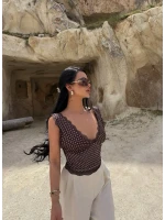 Kahve Puantiyeli Güpürlü Bralet