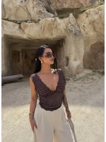 Kahve Puantiyeli Güpürlü Bralet