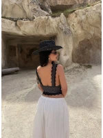 Siyah Puantiyeli Güpürlü Bralet