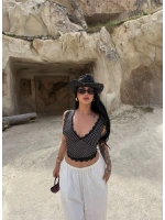 Siyah Puantiyeli Güpürlü Bralet