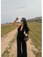Siyah Amber Boyundan Geçmeli Tulum