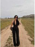 Siyah Amber Boyundan Geçmeli Tulum