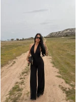 Siyah Amber Boyundan Geçmeli Tulum