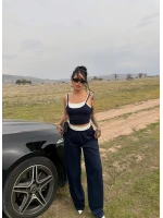 Lacivert Garnili Modal İkili Takım