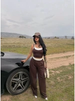Kahve Garnili Modal İkili Takım