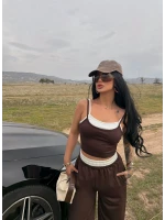 Kahve Garnili Modal İkili Takım
