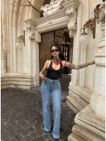 Yüksek Bel Paça Kesik Pantolon