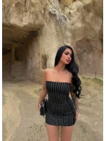 Siyah Midnight Taşlı Mini Elbise