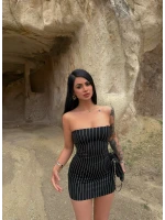 Siyah Midnight Taşlı Mini Elbise