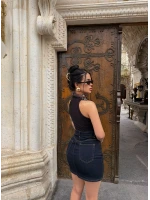 Yüksek Bel Denim Etek