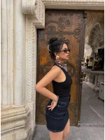 Yüksek Bel Denim Etek