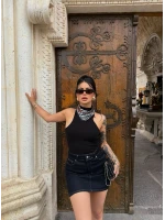 Yüksek Bel Denim Etek