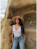 Beyaz Fırfırlı Triko Büstiyer