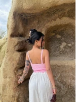 Pembe Fırfırlı Triko Büstiyer