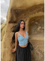 Mavi Fırfırlı Triko Büstiyer