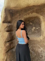 Mavi Fırfırlı Triko Büstiyer