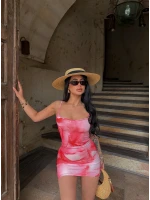 Desenli İp Askılı Digital Elbise