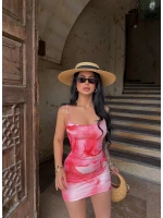 Desenli İp Askılı Digital Elbise