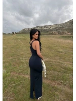 Lacivert Sırt Çapraz Maxi Elbise