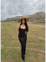 Siyah Sırt Çapraz Maxi Elbise