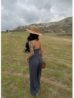 Antrasit Luxe Drapeli Askılı Tulum