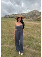 Antrasit Luxe Drapeli Askılı Tulum