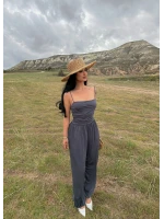 Antrasit Luxe Drapeli Askılı Tulum