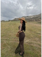 Kahve Güpürlü Büstiyer Etek İkili Takım