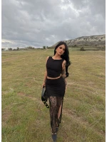 Siyah Güpürlü Büstiyer Etek İkili Takım