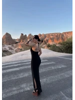 Siyah Halter Yaka Aksesuarlı Elbise