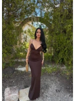 Kahve İp Askılı Maxi Basic Elbise