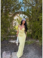 Sarı İp Askılı Maxi Basic Elbise