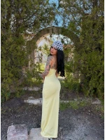 Sarı İp Askılı Maxi Basic Elbise