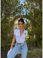 Beyaz Yaka Fermuarlı Brasil Crop