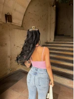 Pembe Boyundan Geçmeli Güpürlü Bodysuit