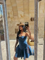 Straplez Denim Çan Elbise