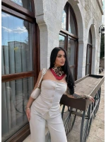 Bej Düğmeli Straplez Takım