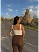 Beyaz Göğüs Bağcıklı Biyeli Crop