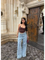 Mavi Yüksek Bel Baggy Denim