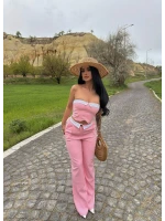 Pembe Straplez Pantolon İkili Takım