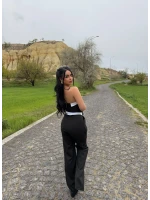 Siyah Straplez Pantolon İkili Takım