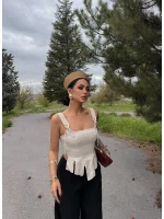 Bej Softline Askılı Crop